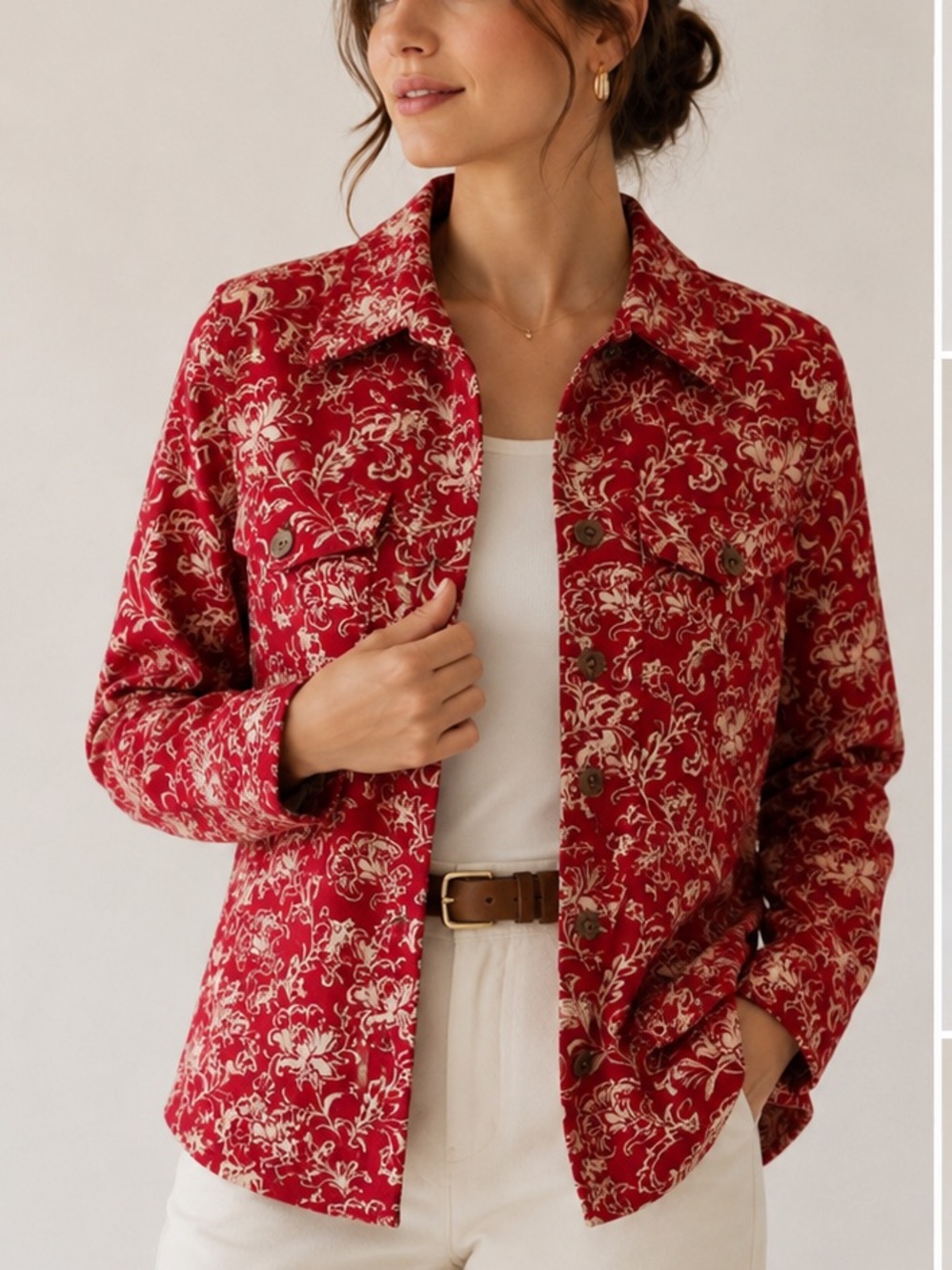 Appleseed's Floral Print Cotton Shacket (Shirt Jacket) Size 12